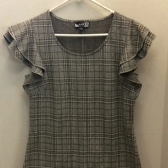 Naif Plaid Short Ruffle Sleeves Mini Dress Size Small - Picture 4 of 13